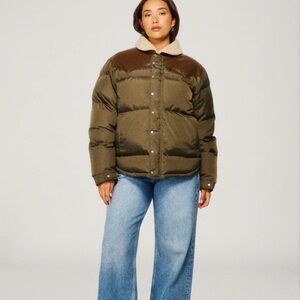 Women's Khaki and Brown Puffer Jacket